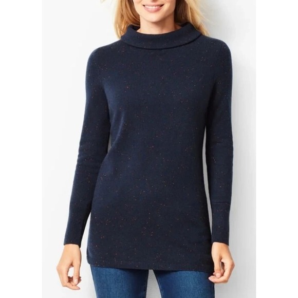 Talbots Sweaters - *Flawed Talbots Cashmere Sweater Sabrina Donegal LP Large Petite Navy Speckled